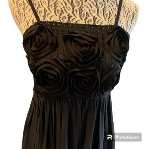 Black Silk Rosette Dress